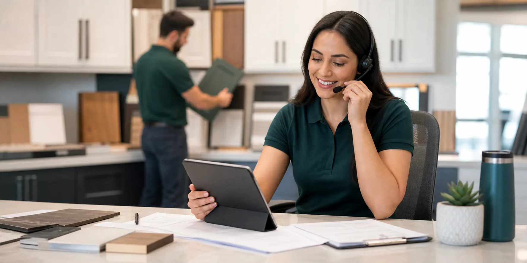 VanStro support representative coordinating building materials orders
